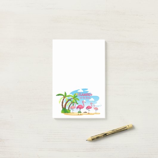 Flamingo am Strand Post-it Klebezettel (Auf Schreibtisch)