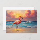 Flamingo am Strand Postkarte (Vorne/Hinten)