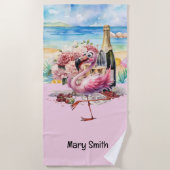 Flamingo am Strand Strandtuch (Vorderseite)