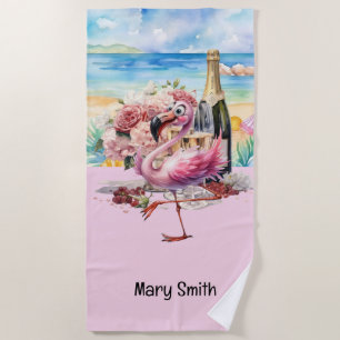Flamingo am Strand Strandtuch