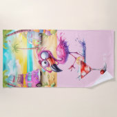 Flamingo am Strand Strandtuch (Vorderseite)