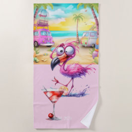 Flamingo am Strand Strandtuch