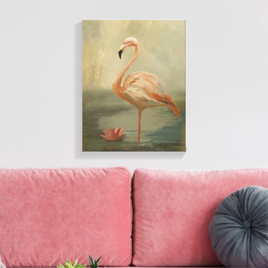 Flamingo am Wasser - Eleganter Vogel Leinwanddruck (Insitu (Wohnzimmer))