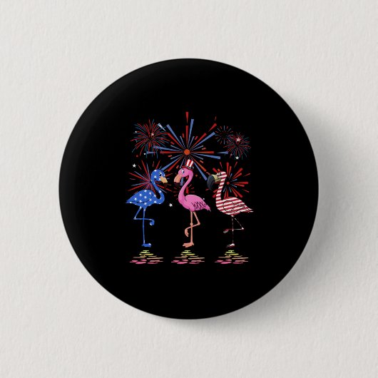 Flamingo American Flag für den 4. Juli Button (Vorderseite)