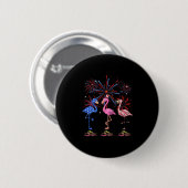 Flamingo American Flag für den 4. Juli Button (Vorne & Hinten)