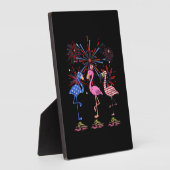 Flamingo American Flag für den 4. Juli Fotoplatte (Seite)