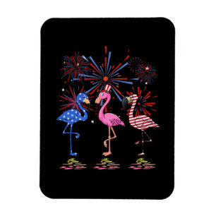 Flamingo American Flag für den 4. Juli Magnet