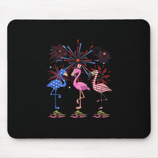 Flamingo American Flag für den 4. Juli Mousepad (Vorne)