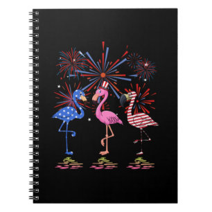 Flamingo American Flag für den 4. Juli Notizblock