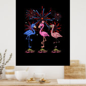 Flamingo American Flag für den 4. Juli Poster (Küche)