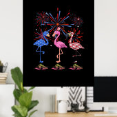 Flamingo American Flag für den 4. Juli Poster (Heimbüro)