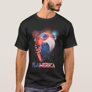 Flamingo Amerikanische Flagge Flamerica 4. Juli Us T-Shirt