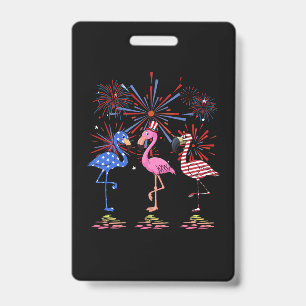 Flamingo-Amerikanische Flagge für den 4. Juli Ausweis