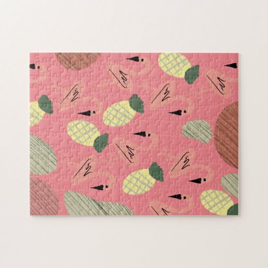 Flamingo Ananas Hand Drawn Doodles Puzzle (Horizontal)