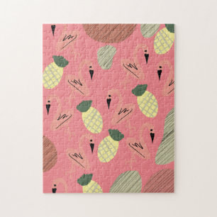 Flamingo Ananas Hand Drawn Doodles Puzzle