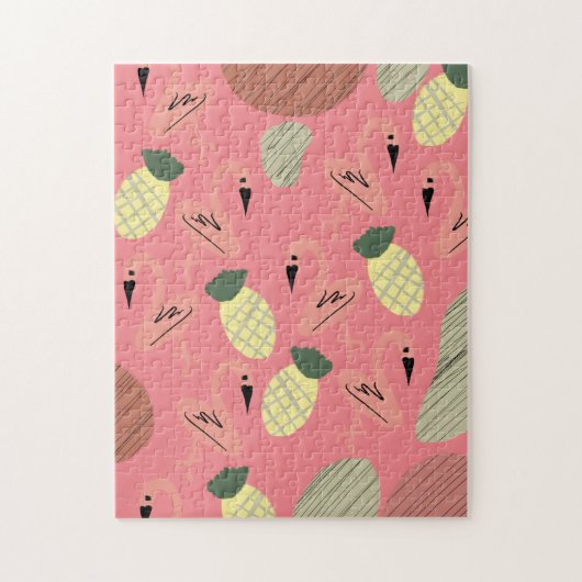 Flamingo Ananas Hand Drawn Doodles Puzzle (Vertikal)