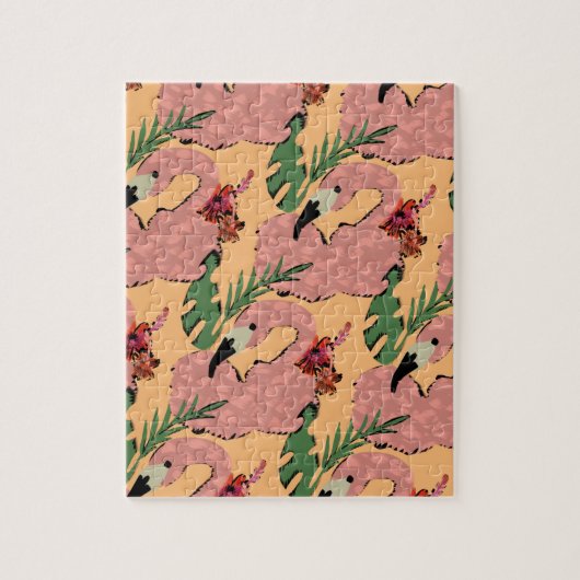 Flamingo Ananas Hand Drawn Doodles Puzzle (Vertikal)