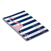 Flamingo, Ananas Navy Blue Stripes Personalisiert Notizblock (Rechte Seite)