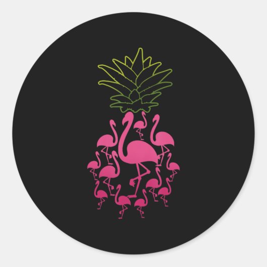Flamingo Ananas Niedliches tropisches Tier FruchtG Runder Aufkleber (Vorderseite)