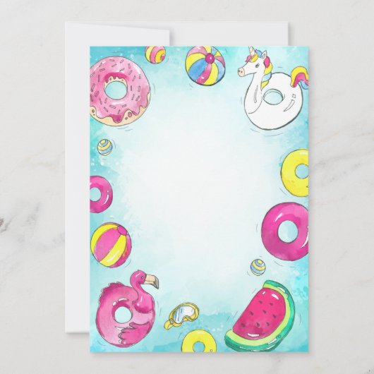 Flamingo Ananas Sommer Pool Sweet 16 Einladung (Rückseite)