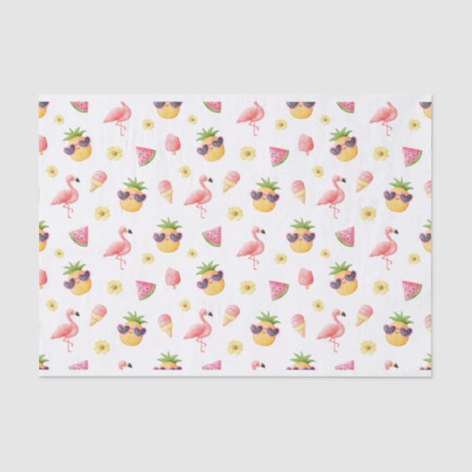 Flamingo, Ananas, Sommerdesign Seidenpapier (Vorderseite)
