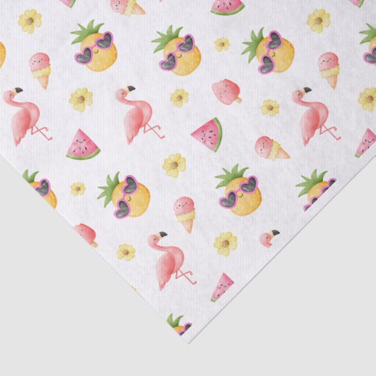 Flamingo, Ananas, Sommerdesign Seidenpapier (Ausschnitt)