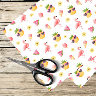 Flamingo, Ananas, Sommerdesign Seidenpapier
