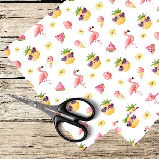 Flamingo, Ananas, Sommerdesign Seidenpapier