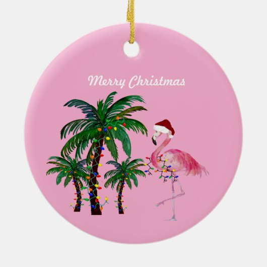 Flamingo and palm tree Christmas Ornament (Hinten)