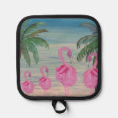 Flamingo and palm tree kitchen pot holder topflappen (Vorderseite)