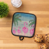 Flamingo and palm tree kitchen pot holder topflappen (Oben Unten)