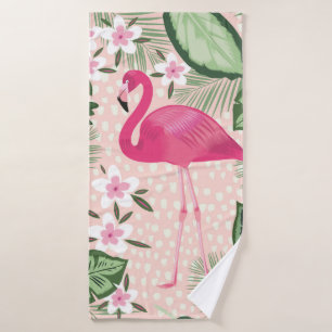 Flamingo and palm trees seamless pattern illustrat badehandtuch