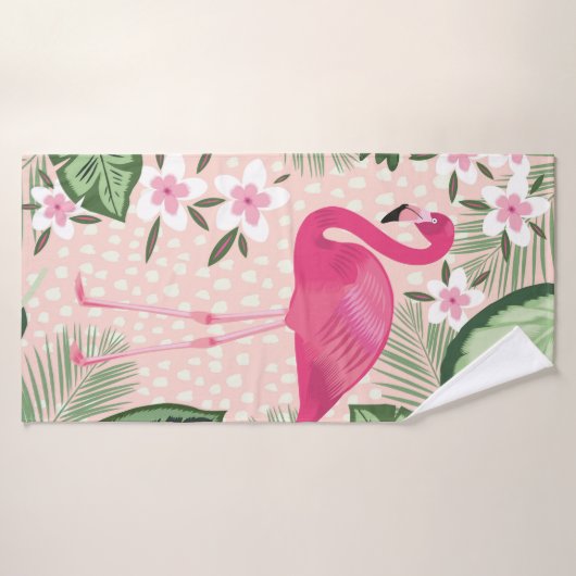 Flamingo and palm trees seamless pattern illustrat badehandtuch (Badehandtuch)