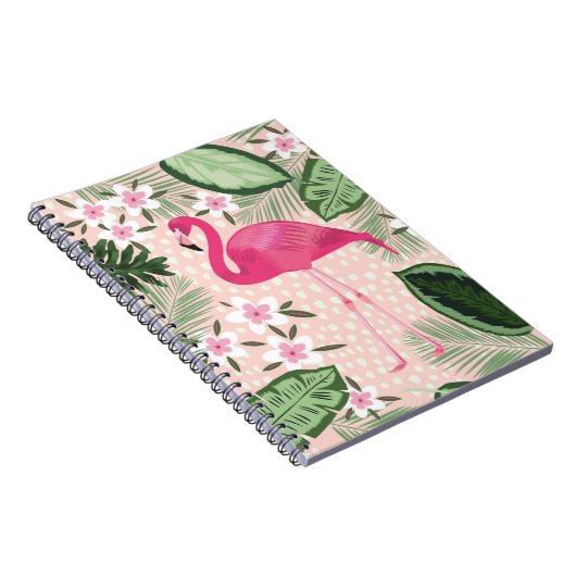 Flamingo and palm trees seamless pattern illustrat notizblock (Rechte Seite)