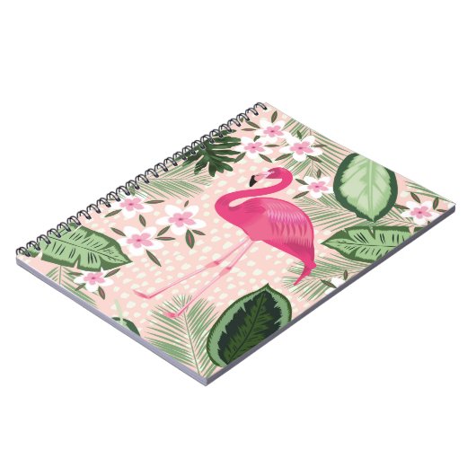 Flamingo and palm trees seamless pattern illustrat notizblock (Linke Seite)