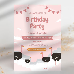 Flamingo Animal 1. Geburtstag Einladung