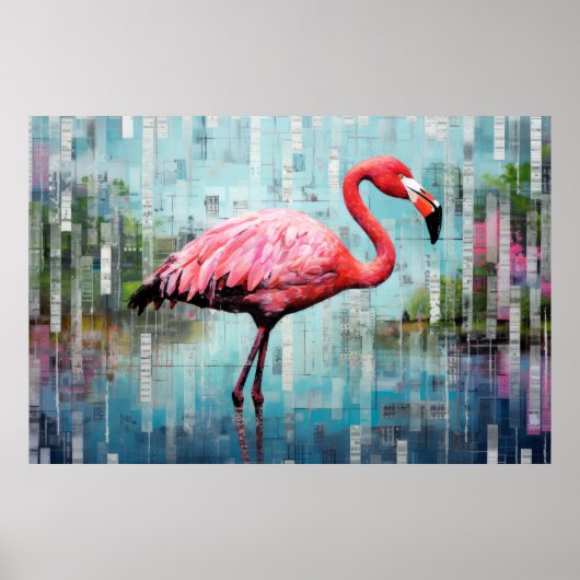 Flamingo Animal Bird Art Deco Paint Poster (Vorne)