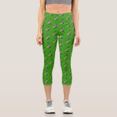 Flamingo Animal Green St Patrick's Day Capri Leggings (Vorderseite)
