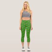 Flamingo Animal Green St Patrick's Day Capri Leggings (Vorderseite)