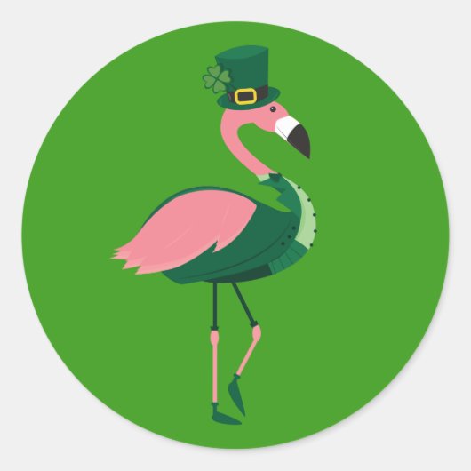 Flamingo Animal Green St Patrick's Day Runder Aufkleber (Vorderseite)
