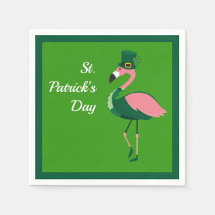 Flamingo Animal Green St Patrick's Day Serviette