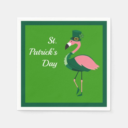 Flamingo Animal Green St Patrick's Day Serviette (Vorderseite)