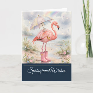Flamingo April-Schauer - Frühlingswünsche Karte