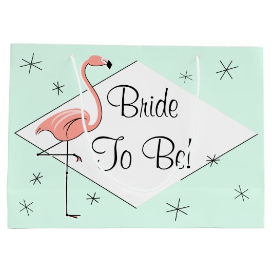 Flamingo Aqua Diamant Bridge To Be! Geschenktasche Große Geschenktüte (Rückseite)