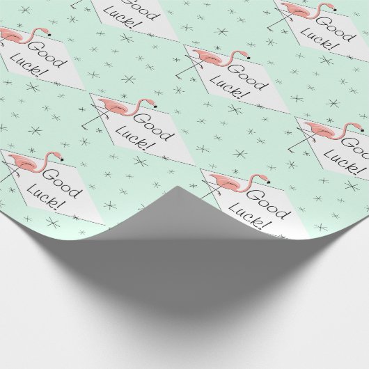Flamingo Aqua Diamant Viel Glück Packpapier (Ecke)