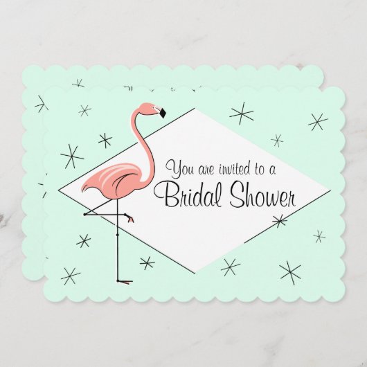Flamingo Aqua Diamond Brautparty Klammer Einladung (Vorne/Hinten)