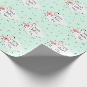 Flamingo Aqua Diamond Happy Mutter Tag Geschenkpac Geschenkpapier