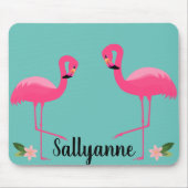 FLAMINGO AQUA GREEN FLORAL CUSTOMIZABLE Mouse Pad Mousepad (Vorne)