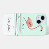 Flamingo Aqua 'Name' iPhone Case (Rückseite (Horizontal))
