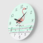 Flamingo Aqua numbers clock round Große Wanduhr (Winkel)
